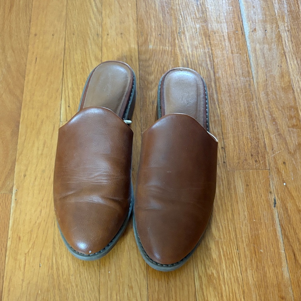 Womens Brown Leather Mules